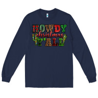 Navy Howdy Christmas y'all Long Sleeve Tee - NancyCooperArtShop