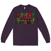 Plum Howdy Christmas y'all Long Sleeve Tee - NancyCooperArtShop