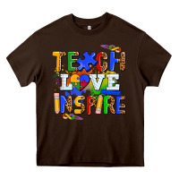 Chocolate Brown teach love inspire Heavy Core Tee - AdoDesignShop