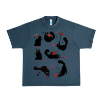 Midnight Navy valentine cat Urban Heavy Tee - MaliasSmallBusiness