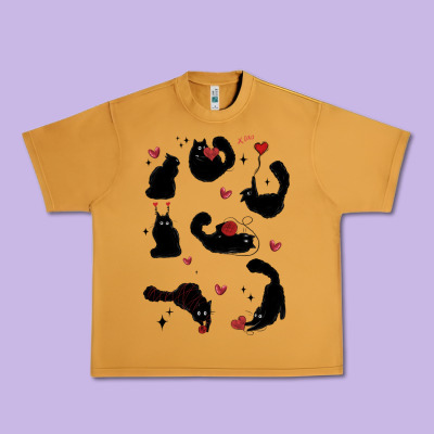 Valentine Cat Urban Heavy Tee Designed By Maliassmallbusiness