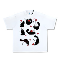 White valentine cat Urban Heavy Tee - MaliasSmallBusiness
