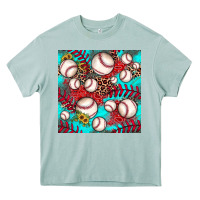 Arona baseball leopard turquoise sunflower seamless pattern Heavy Core Tee - JahusDesignShop