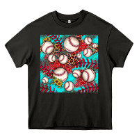 Asphalt baseball leopard turquoise sunflower seamless pattern Heavy Core Tee - JahusDesignShop