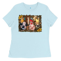 Baby Blue western farm animals Ladies Tee - RanaPortraitStore