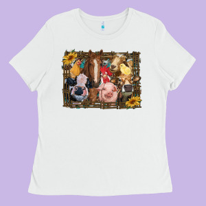 Western Farm Animals Ladies Tee Designed By Ranaportraitstore