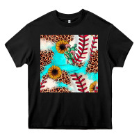 Black baseball leopard turquoise cactus sunflower seamless pattern Heavy Core Tee - JahusDesignShop