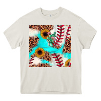 Cream baseball leopard turquoise cactus sunflower seamless pattern Heavy Core Tee - JahusDesignShop