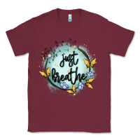 Burgundy just breathe Classic Tee - MaliasSmallBusiness