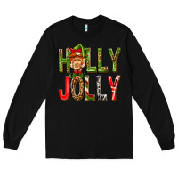 Black Holly Jolly elf gnome Long Sleeve Tee - NancyCooperArtShop