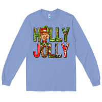 Colony Blue Holly Jolly elf gnome Long Sleeve Tee - NancyCooperArtShop