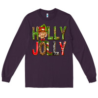 Plum Holly Jolly elf gnome Long Sleeve Tee - NancyCooperArtShop