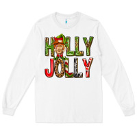 White Holly Jolly elf gnome Long Sleeve Tee - NancyCooperArtShop