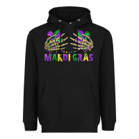 Black mardi gras skeleton hands Heavyweight Hoodie - CowGirlArtShop