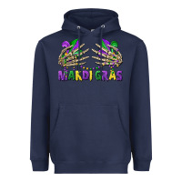 Navy mardi gras skeleton hands Heavyweight Hoodie - CowGirlArtShop