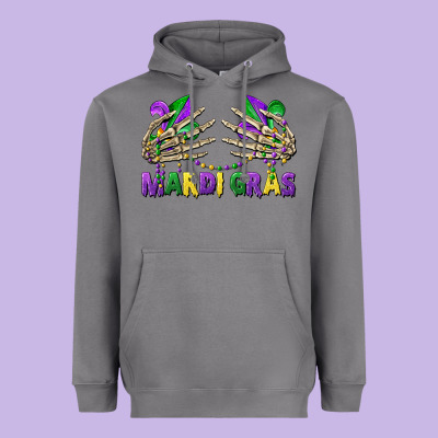 Mardi Gras Skeleton Hands Heavyweight Hoodie Designed By Cowgirlartshop
