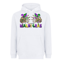 White mardi gras skeleton hands Heavyweight Hoodie - CowGirlArtShop