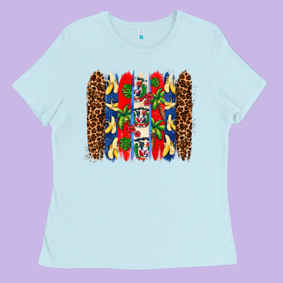 Dominican Republic Brushstrokes Ladies Tee Designed By Adodesignshop