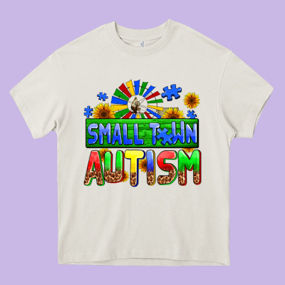 Small Town Autism Heavy Core Tee Designed By Adodesignshop