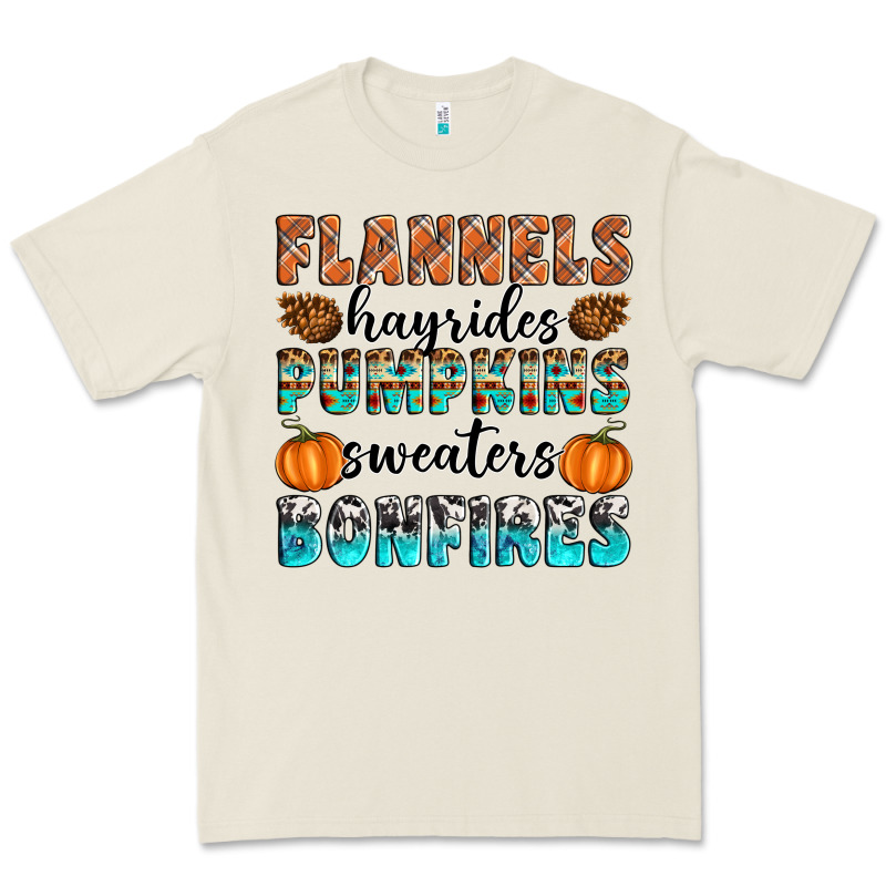 Flannels Hayrides Pumpkins Sweaters Bonfires Premium Tee by Artiststas | Teevron