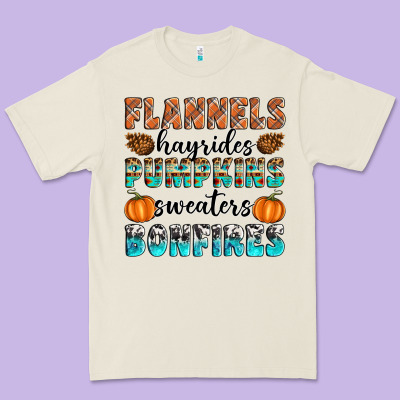 Flannels Hayrides Pumpkins Sweaters Bonfires Premium Tee Designed By Artiststas