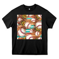 Black baseball leopard sunflower seamless pattern Heavy Core Tee - JahusDesignShop