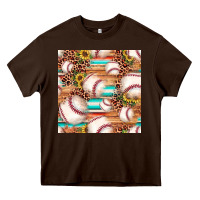 Chocolate Brown baseball leopard sunflower seamless pattern Heavy Core Tee - JahusDesignShop