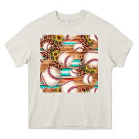 Cream baseball leopard sunflower seamless pattern Heavy Core Tee - JahusDesignShop