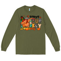 Army Green happy turkey day Long Sleeve Tee - MaliasSmallBusiness