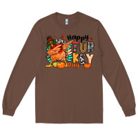 Chestnut happy turkey day Long Sleeve Tee - MaliasSmallBusiness