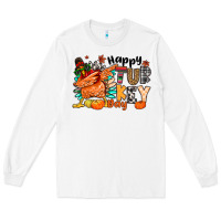 White happy turkey day Long Sleeve Tee - MaliasSmallBusiness