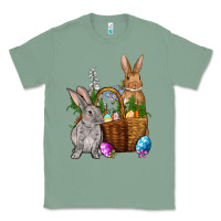 Sage Bunnys carrots eggs with basket Easter Classic Tee - NancyCooperArtShop