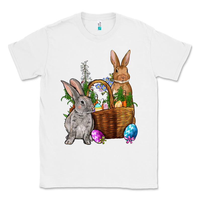 Bunnys Carrots Eggs With Basket Easter Classic Tee by NancyCooperArtShop | Teevron
