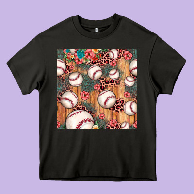 Baseball Leopard Seamless Pattern Heavy Core Tee Designed By Jahusdesignshop