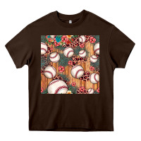 Chocolate Brown baseball leopard seamless pattern Heavy Core Tee - JahusDesignShop