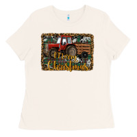 Bone Merry Christmas Tractor Ladies Tee - RanaPortraitStore