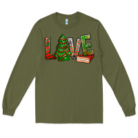 Army Green Love Christmas tree cake Long Sleeve Tee - NancyCooperArtShop