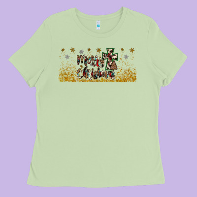 Merry Christmas Cross Ladies Tee Designed By Jahusdesignshop