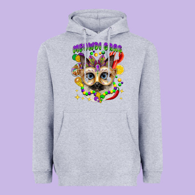 Meowdi Gras Mardi Gras Cat Heavyweight Hoodie Designed By Cowgirlartshop