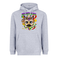 Heather Grey meowdi gras mardi gras cat Heavyweight Hoodie - CowGirlArtShop