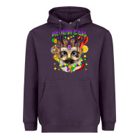Plum meowdi gras mardi gras cat Heavyweight Hoodie - CowGirlArtShop