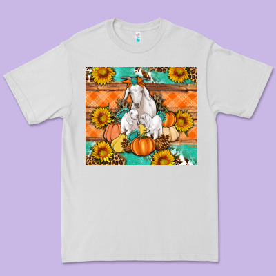 Goat Family Fall Pumpkins Gemstone Premium Tee Designed By Artiststas