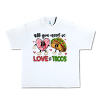 White all you need is love and tacos Urban Heavy Tee - MaliasSmallBusiness
