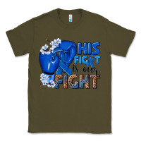 Army Green his fight is our fight colon cancer blue ribbon Classic Tee - NancyCooperArtShop