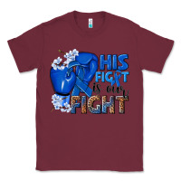 Burgundy his fight is our fight colon cancer blue ribbon Classic Tee - NancyCooperArtShop
