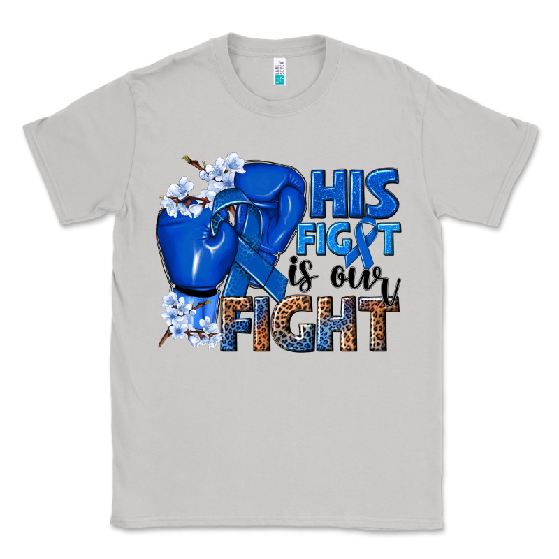 His Fight Is Our Fight Colon Cancer Blue Ribbon Classic Tee by NancyCooperArtShop | Teevron