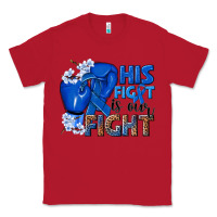 Red his fight is our fight colon cancer blue ribbon Classic Tee - NancyCooperArtShop