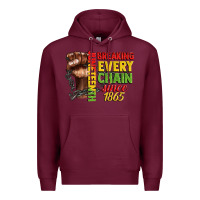 Burgundy juneteenth breaking every chain since 1865 Premium Hoodie - CowGirlArtShop
