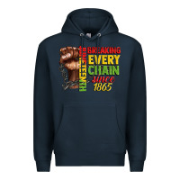 Navy juneteenth breaking every chain since 1865 Premium Hoodie - CowGirlArtShop