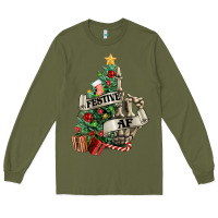Army Green Festive af Christmas middle finger Long Sleeve Tee - NancyCooperArtShop